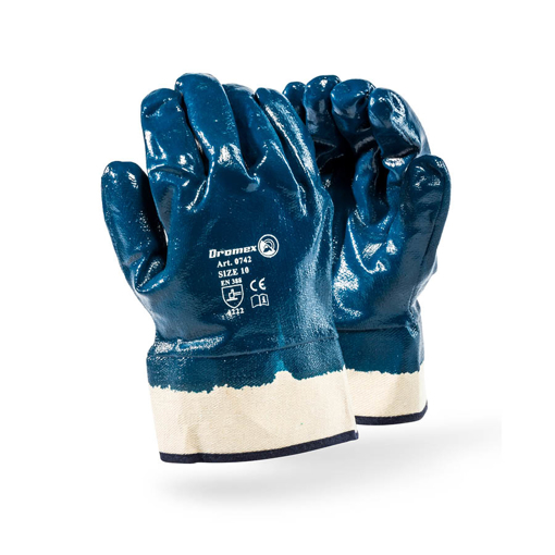 Picture of Glove Blue Nitrile Full Dip Safety Cuff Sz10