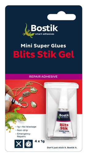 Picture of Blits Stik Mini Super Glue 4x1g Blister Card