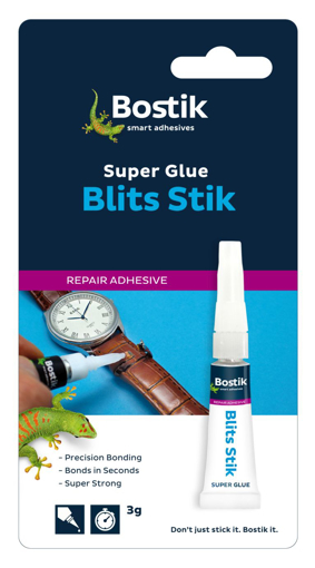 Picture of Blits Stik 3g Super Glue Blister Card