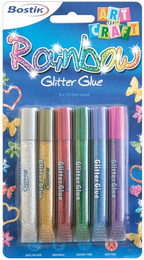 Picture of Art & Craft Glitter Glue Rainbow 6x10.5ml
