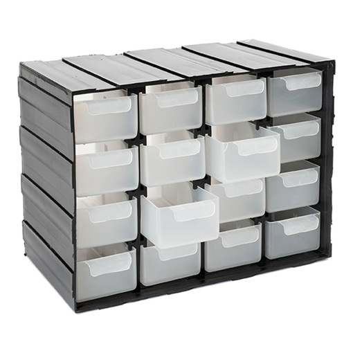 Picture of Utility Storage Box 16 Drawer Clear/Black Plastic