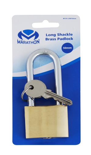 Picture of Padlock 50mm Long Shackle Brass Blister Pack