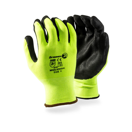Picture of Glove Miizu 300 Hi-Viz Black Latex Palm Sz  9