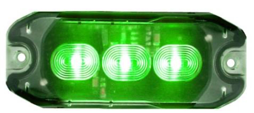 Picture of Strobe Light Green  3 LED Slimline 12/24V 80mm