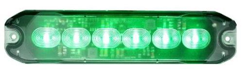 Picture of Strobe Light Green  6 LED Slimline 12/24V 130m