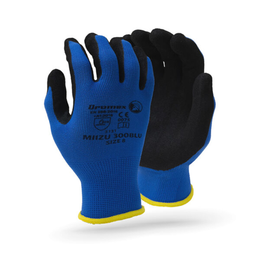 Picture of Glove Miizu 300 Blue Black Latex Palm Sz  8