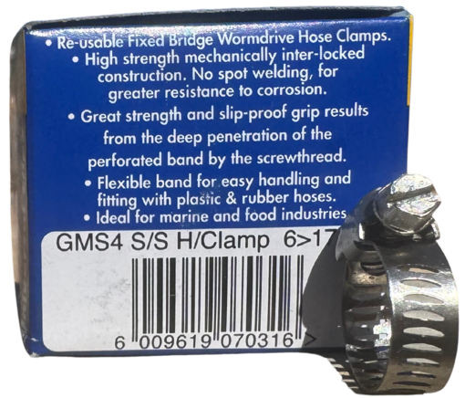 Picture of Hose Clamp GMS 4    6-17mm  8mm Band Stainless