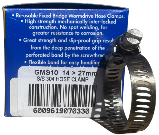 Picture of Hose Clamp GMS10  15-27mm  8mm Band Stainless