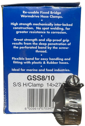 Picture of Hose Clamp GSS 10  14-27mm 12mm Band Stainless