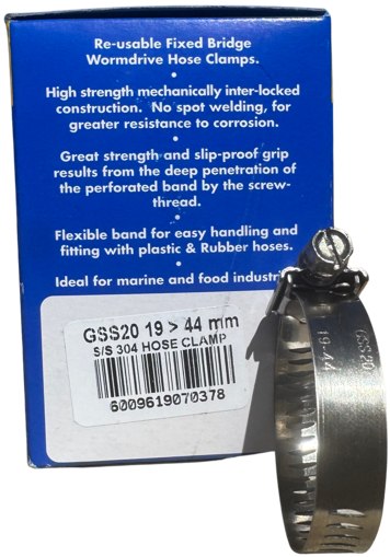 Picture of Hose Clamp GSS 20  19-44mm 12mm Band Stainless