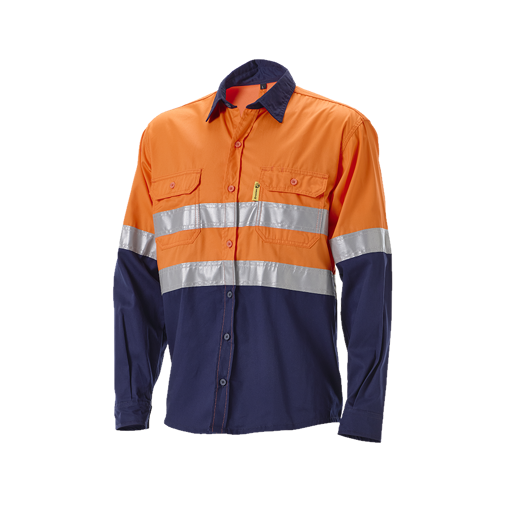 Picture of Shirt Long Hi-Vis Orange/Navy Large