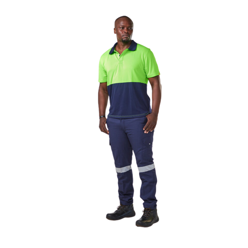 Picture of Golf Shirt Quick Dry Lime/Navy Blue Medium