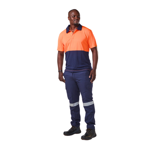 Picture of Golf Shirt Quick Dry Orange/Navy Blue 4X-Large